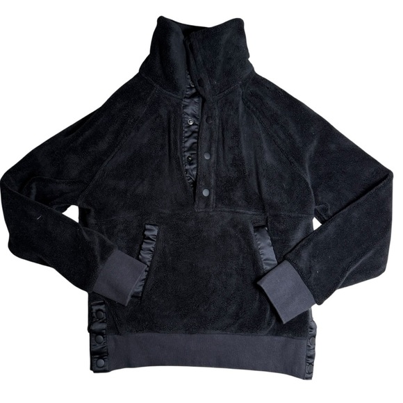 Athleta Recover Cozy Snap Fleece Pullover Black XXS - Picture 2 of 6